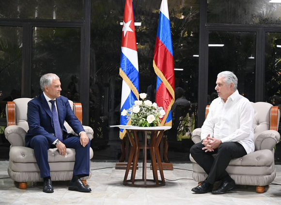Díaz-Canel se reúne con Viacheslav Volodin, presidente de la Duma Estatal de Rusia