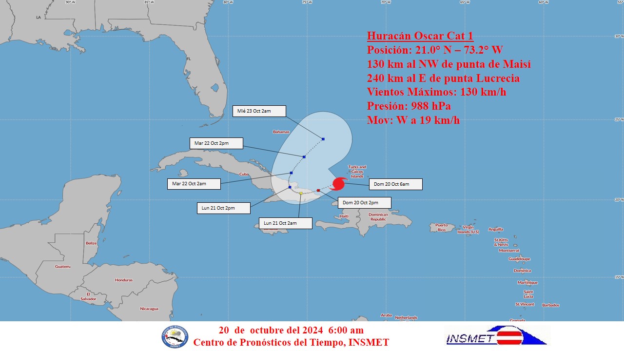 Huracán Oscar se aproxima al oriente de Cuba