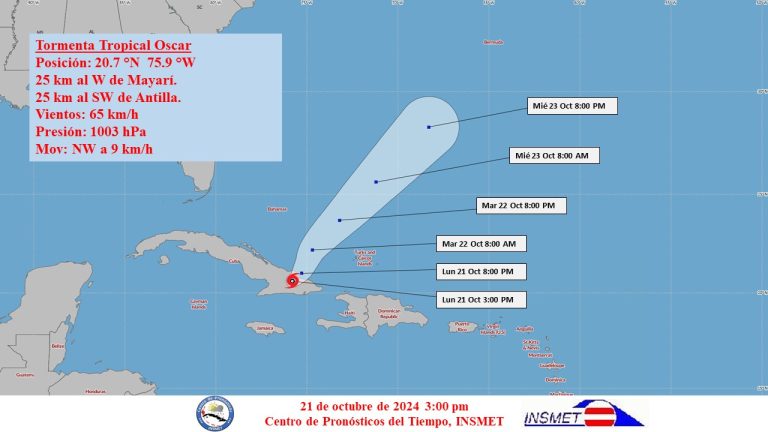 Oscar se debilita pero persistirán las lluvias