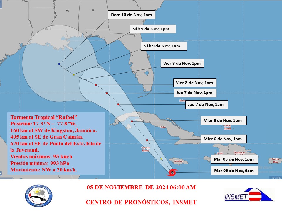 Aviso de ciclón tropical: Rafael se intensifica en el mar Caribe