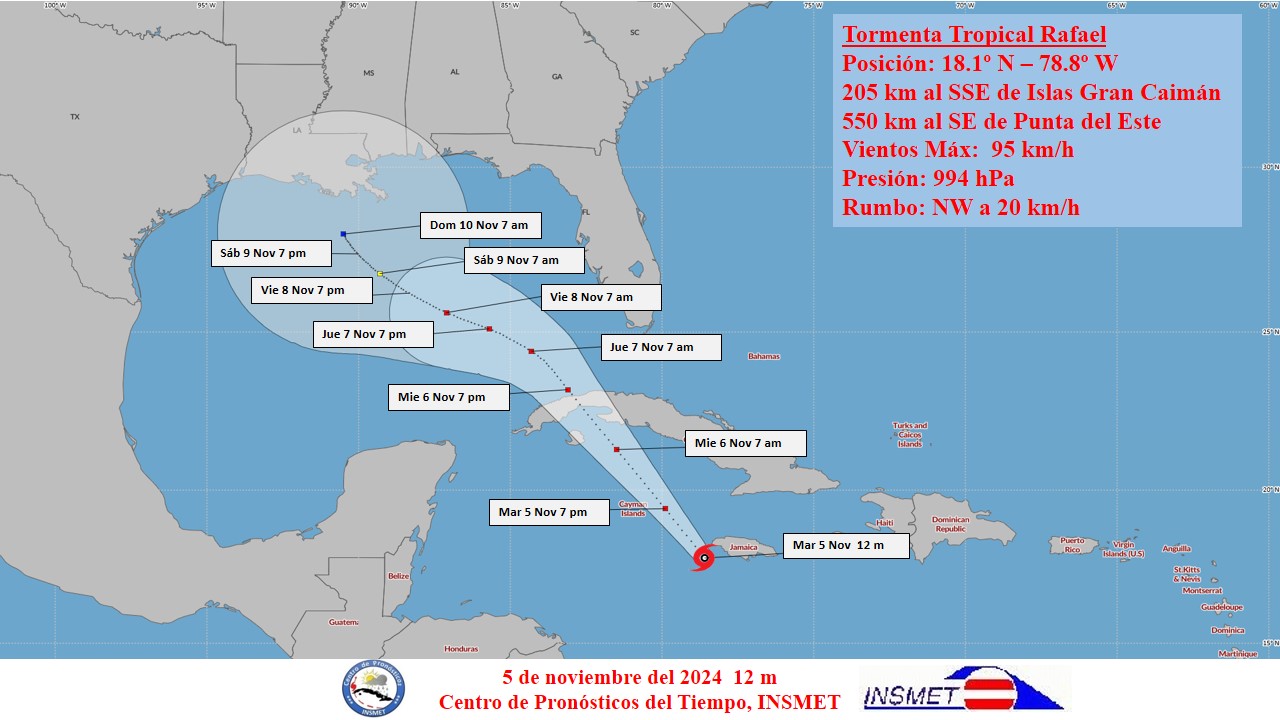 Aviso de ciclón tropical: Rafael con una mejor organización al oeste de Jamaica