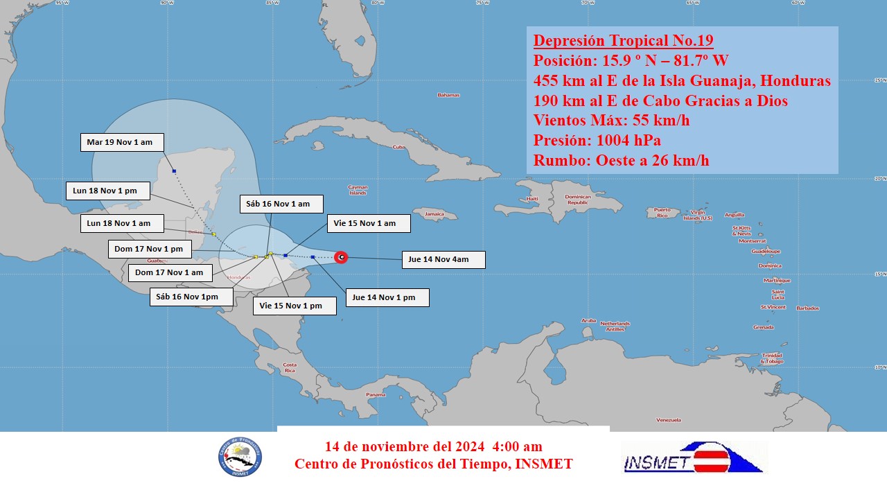 se forma la decimonovena depresión tropical.