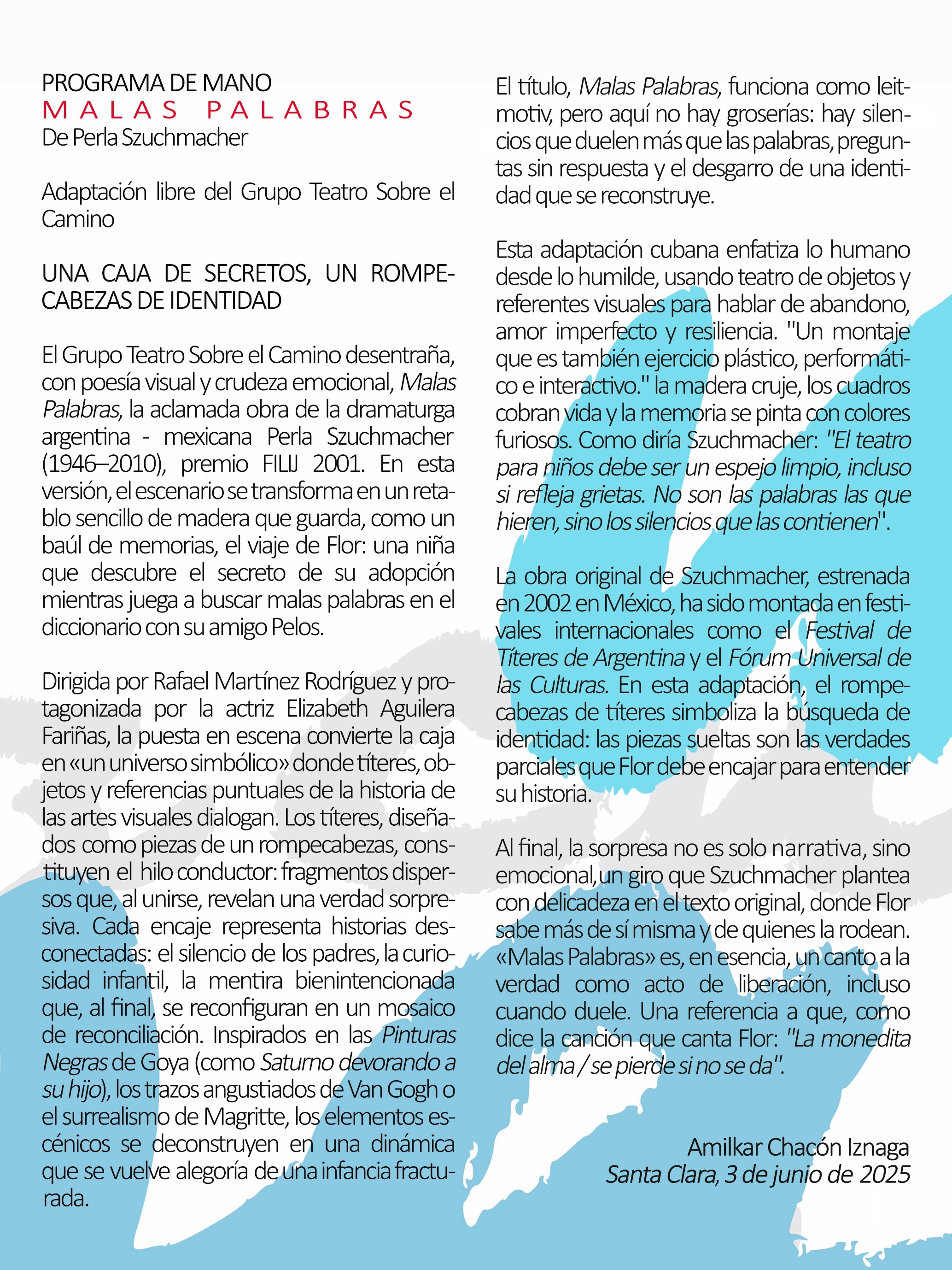 Anuncia próximo estreno grupo santaclareño Teatro sobre el camino