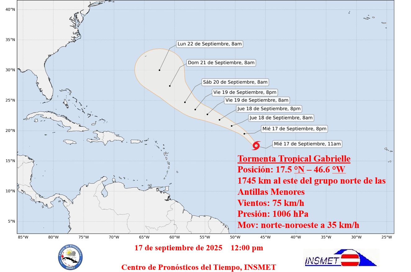 Se forma la Tormenta Tropical Gabrielle